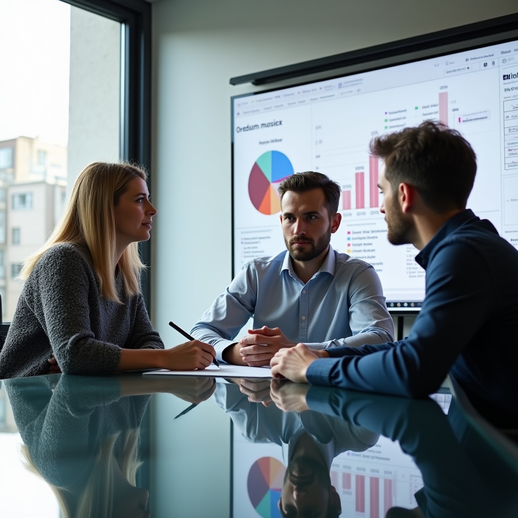 Команда обсуждает распределение прибыли компании